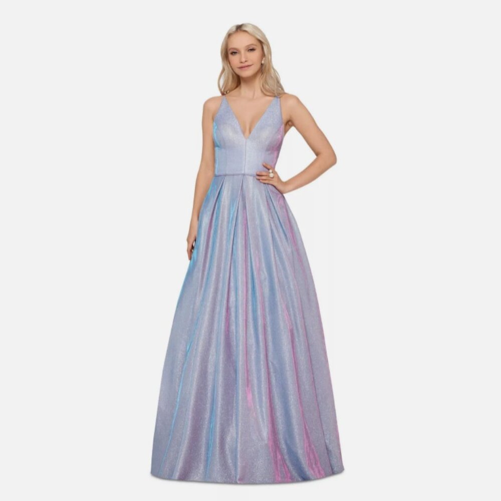 NWT BLONDIE NITES Purple Lined Sleeveless Full-Length Formal Gown Dress Sz1